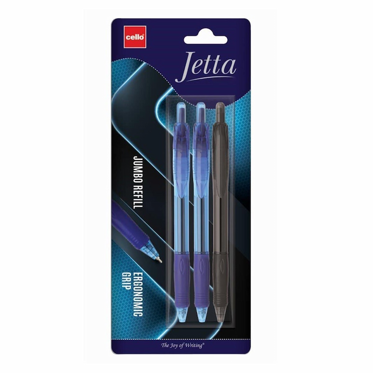 Cello Jetta Gel Pen Bule+Black Set of 3 - 1012416