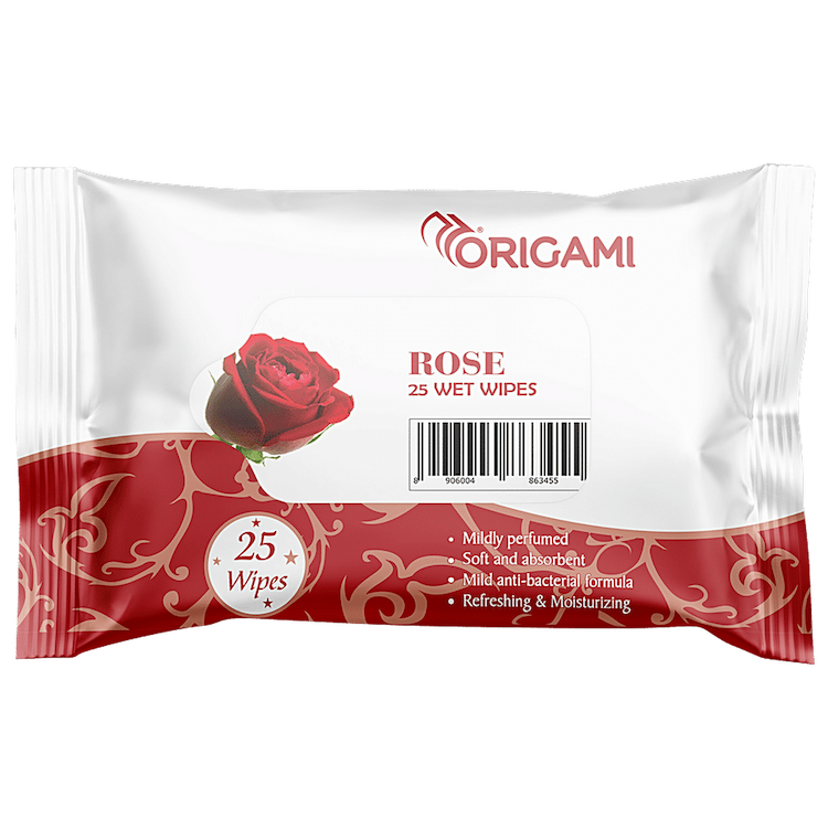 Origami Wet Wipes Rose 25s