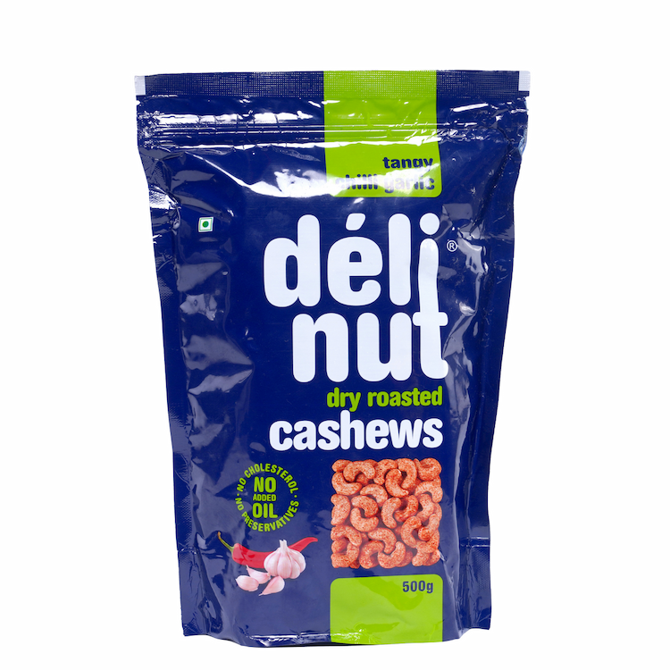 Delinut Dry Roasted Cashews Tangy Chilli Garlic 500g