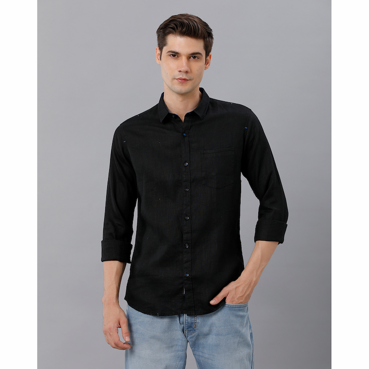 Marco Donateli Mens Black Solid Casual Shirt Medium 6296