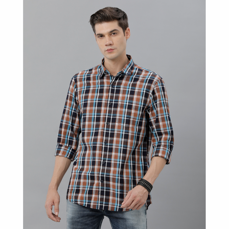 Eten Mens Mustard Checked Casual Shirt Small 08 188