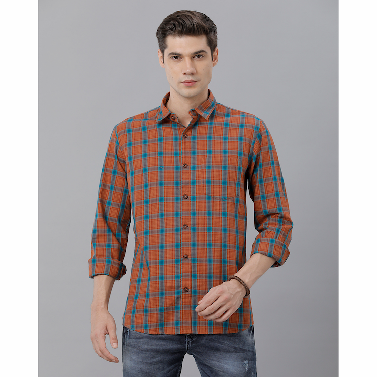 Eten Mens Mustard Checked Casual Shirt Small 50 0 29