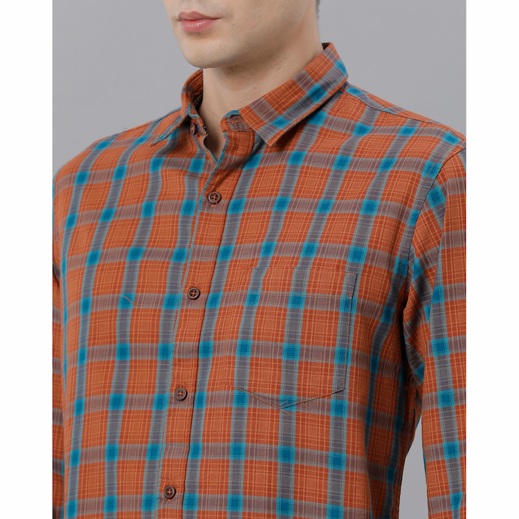 Eten Mens Mustard Checked Casual Shirt Medium 50 0 29