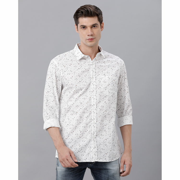 Cortigiani Mens White Printed Casual Shirt Small 01 3069