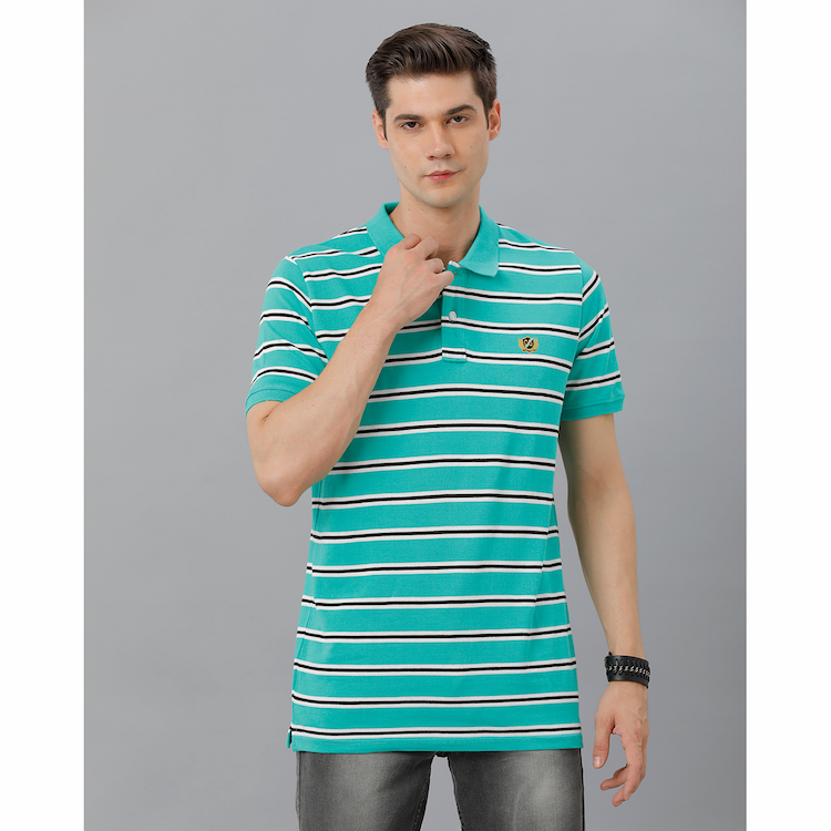 Cortigiani Mens Green Striped T Shirt