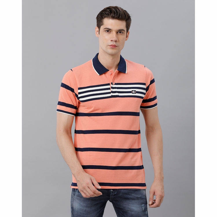 Marco Donateli Mens Peach Striped T Shirt Large 9268