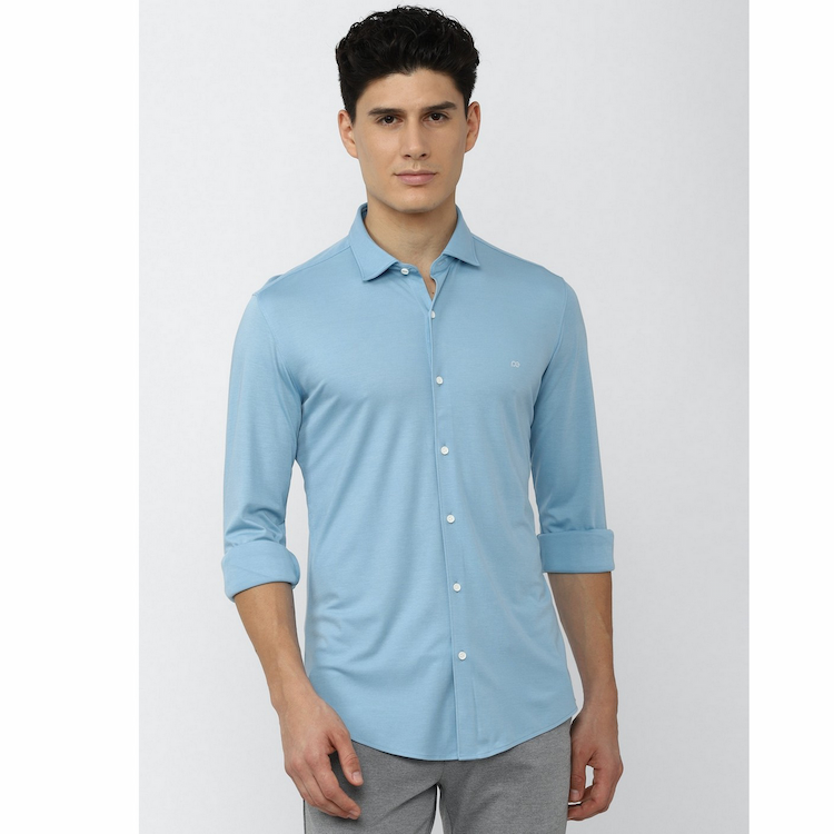 Peter England Men Athletic Fit Blue Solid Men Casual Shirt 40 PESFAATFG68603