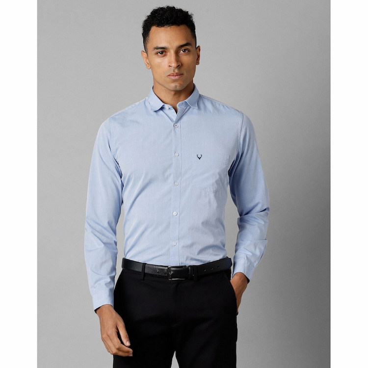 Allen Solly Mens Slim Fit Blue Solid Casual Shirt