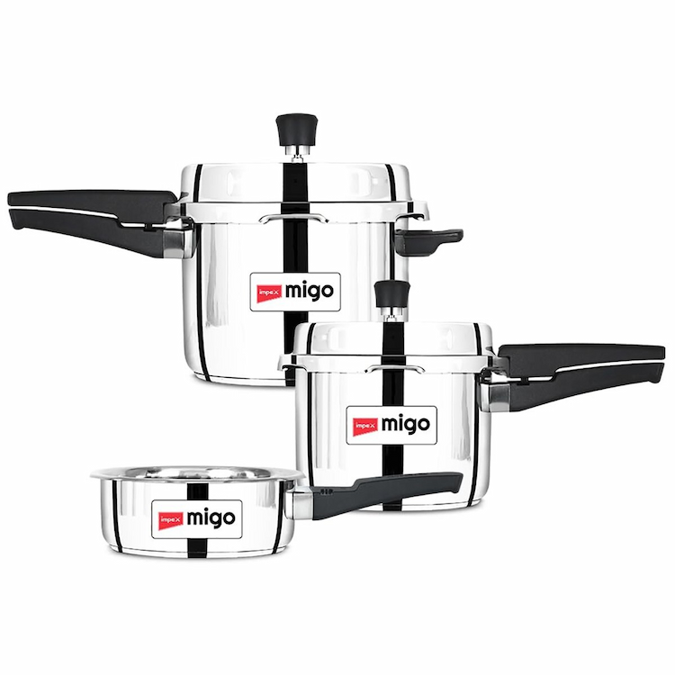 Impex Migo Stainless Steel Pressure Cooker Combo 2,3,5Ltr