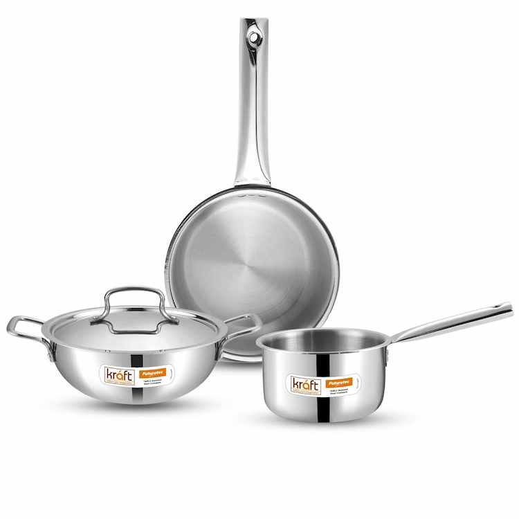 Kraft Stainless Steel Triply Cookware 3pcs Set