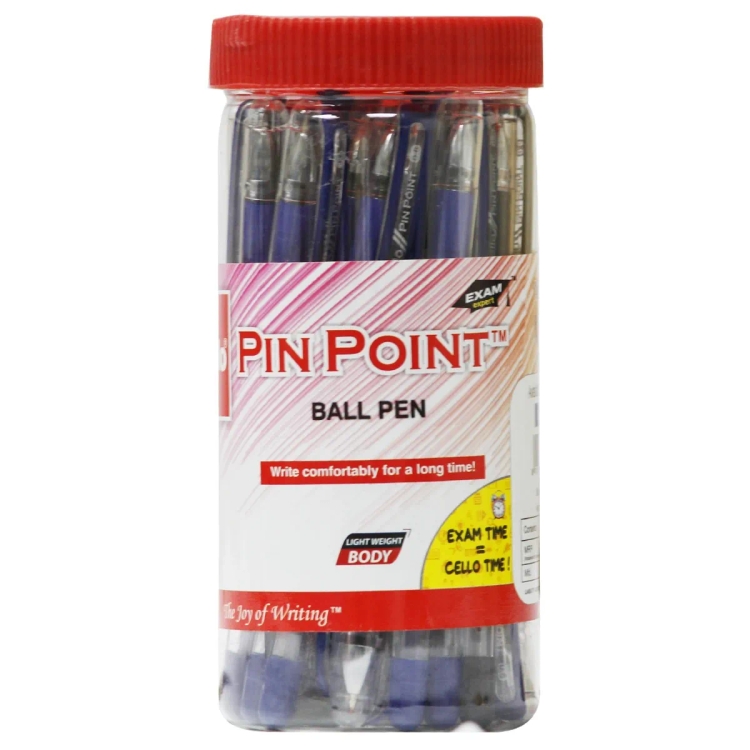 Cello PinPoint Ball Pen 25s-Jar-Blu