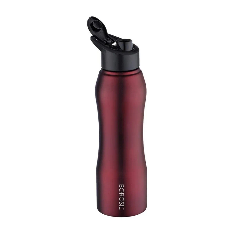 Borosil Grip and Sip StainlessSteel Bottle Maroon750ml