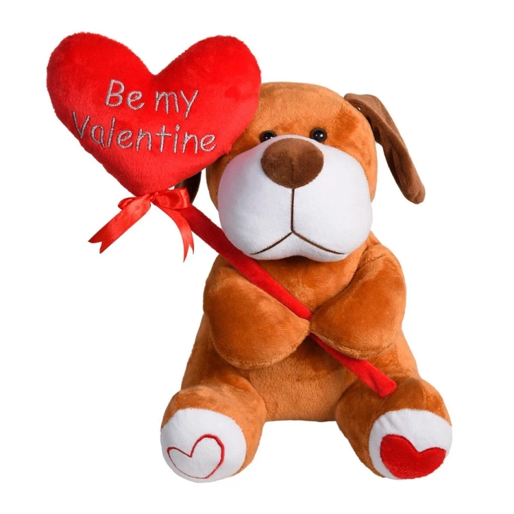 Ultra Valentine Plush Toy Dog With Heart 10in UST-8060