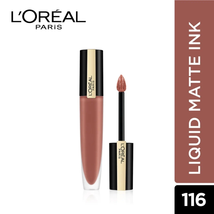 Loreal-Paris Lipstick, Liquid Format With Matte Finish, Oil-In-Water Formula, Breathable And Lightweight Feel, Non-Flaking, Colour: 116 I Explore, 7Ml