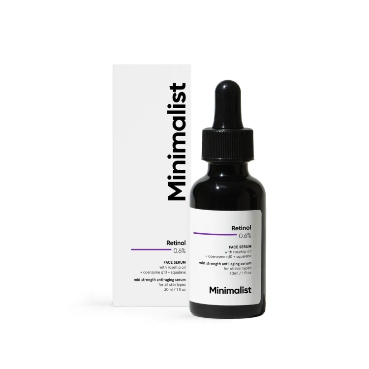 Minimalist Retinol 0.6% Mid-Strength Anti Aging Face Serum For Unisex, Reduces Fine Lines & Wrinkles, Medium Strength Retinol Formula (Pack Of 1)