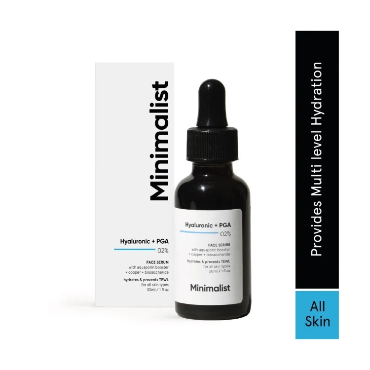 Minimalist 2% Hyaluronic Acid + Pga Serum For Intense Hydration, Glowing Skin & Fine Lines | Daily Hydrating Face Serum For Women & Men With Dry, Normal & Oily Skin | 30 Ml