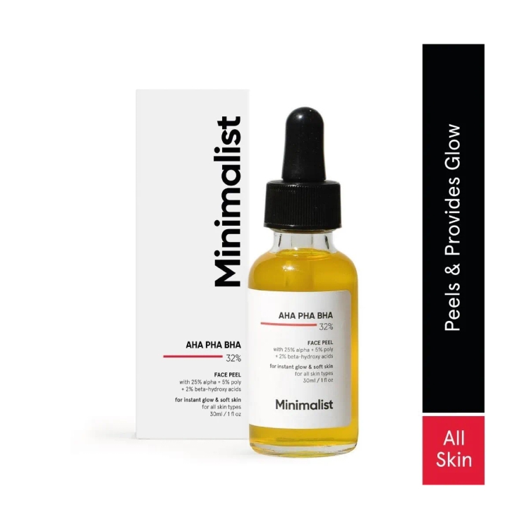 Minimalist 25% Aha + 2% Bha + 5% Pha Peeling Solution For Glowing Skin, Smooth Texture & Pore Cleansing | Aha Bha Pha Peel For Weekend Exfoliation | 30Ml