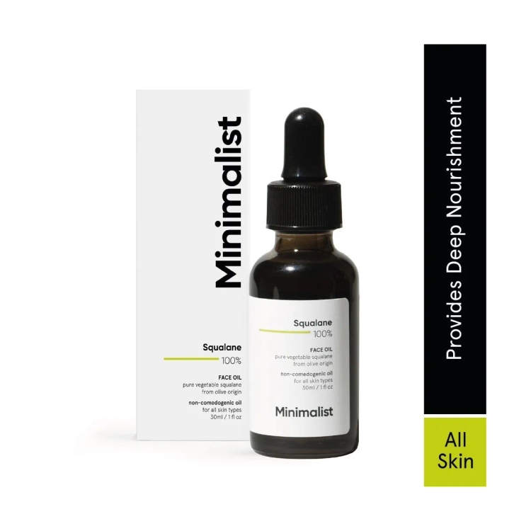 Minimalist Squalane 100% (Plant Derived) Super-Lightweight Face Oil | Improves Skin Hydration, Provides Light Moisturization & Reduces Fine Lines | 30 Ml