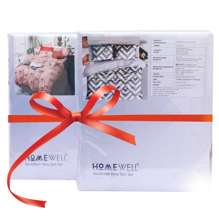 Home Well Bed Sheet King 2 Piece Set Assorted Colour and Assorted Design