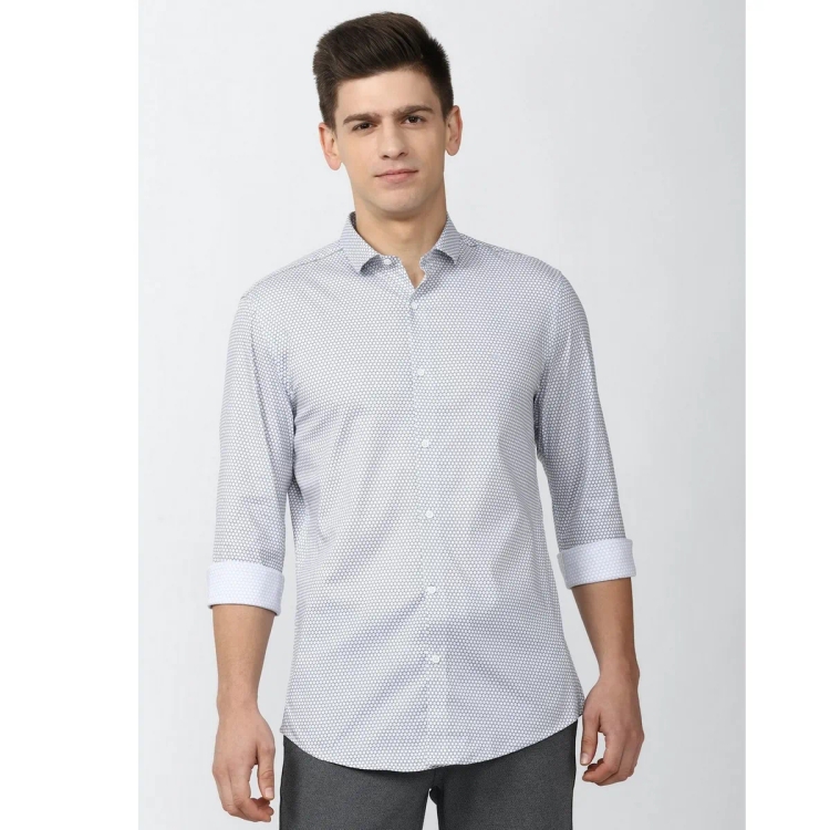 Peter England Men Athletic Fit Grey Print Men Casual Shirt