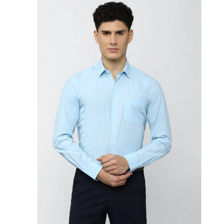 Peter England Men Slim Fit Blue Textured Men Casual Shirt