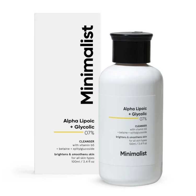 Minimalist 7% Ala & Aha Brightening Face Wash With Vitamin B5 For Hydration, Glycolic Acid For Exfoliation & Alpha Lipoic Acid For Glowing Skin | For Men & Women | 100 Ml