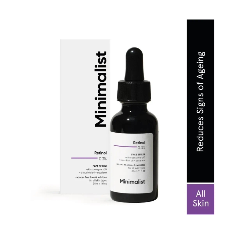 Minimalist 0.3% Retinol Face Serum For Anti Aging For Beginners | Night Face Serum With Retinol & Q10 To Reduce Fine Lines & Wrinkles | For Women & Men (30 Ml)
