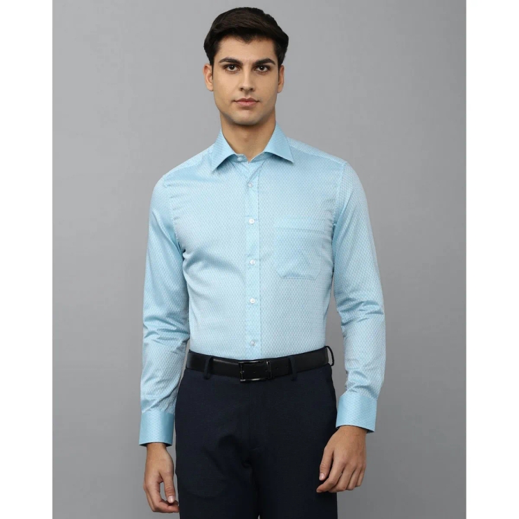 Louis Philippe Men Classic Fit Blue Print Formal Shirt
