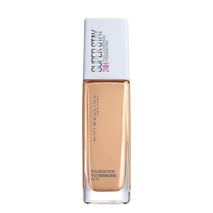 Maybelline New York Super Stay Full Coverage Active Wear Liquid Foundation, Matte Finish With 30 Hr Wear, Transfer Proof 220, Natural Beige, 30Ml