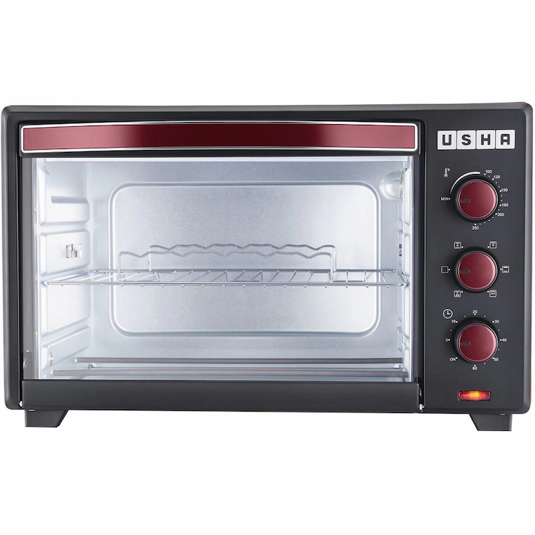 Usha 3635RC 35L Oven Toaster Grill with 360 Degree Convection Heating Technology (Wine/Matte Black)