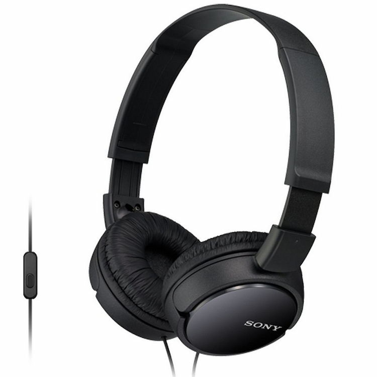 Sony MDR-ZX110AP Wired On-Ear Headphones with Mic (Black)