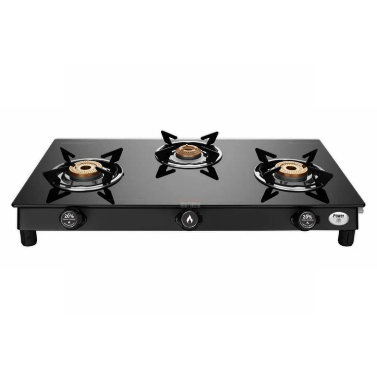 Preethi Bluflame Sparkle Power Duo 3 Burner Glass Top Gas Stove