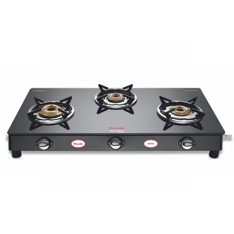Preethi Sparkle 3 Burner Glass Top Gas Stove