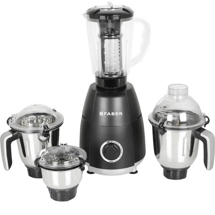 Faber Crown Nero Mixer Grinder 4 Jars Black 800W