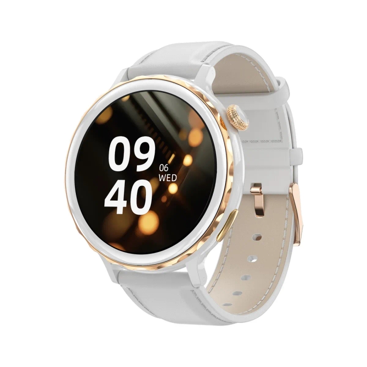 Pebble Diva 1.32" Infinite Display Smart Watch,Snow Leather