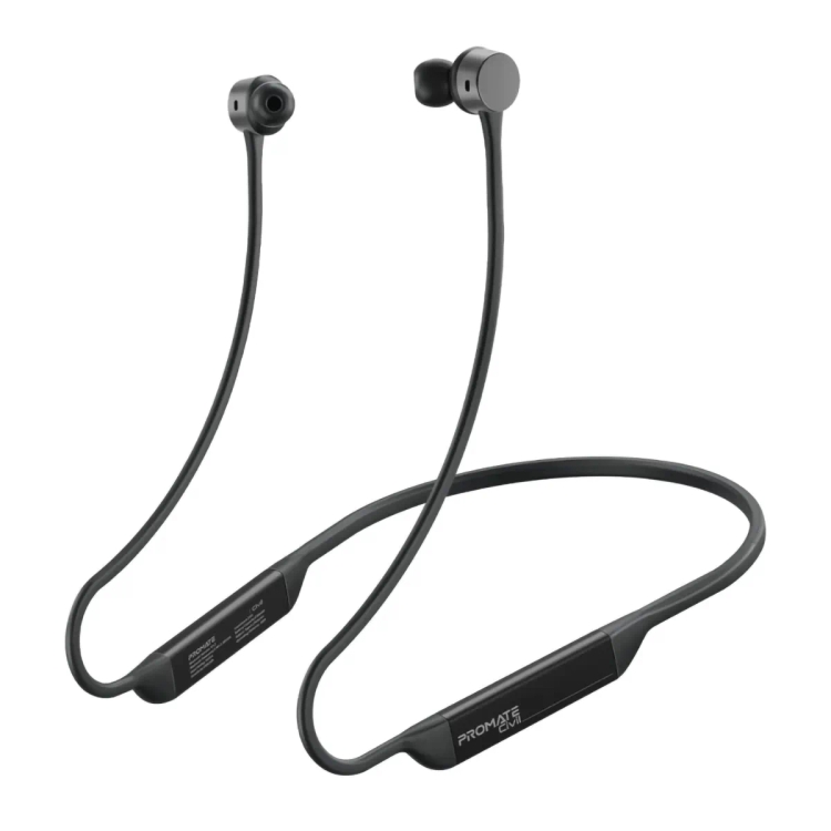 Promate Civil Wireless Neckband Earphones with Hall Switch Sensor Black