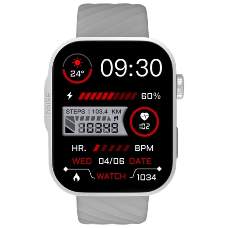 Noise ColorFit Caliber 3 Plus 1.96" AMOLED Display Smart Watch,Silver Grey