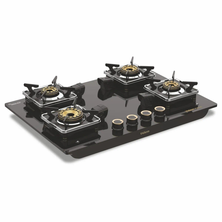 Vidiem Vogue 10mm Toughened Glass Manual Gas Stove (4 Burners)