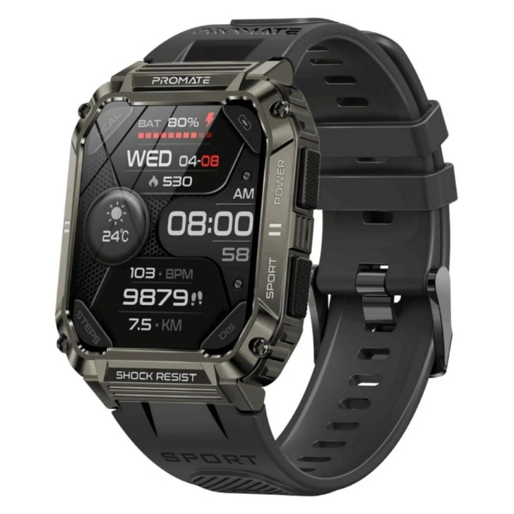 Promate XWatch-S19 1.95" LCD Display Smart Watch, Black