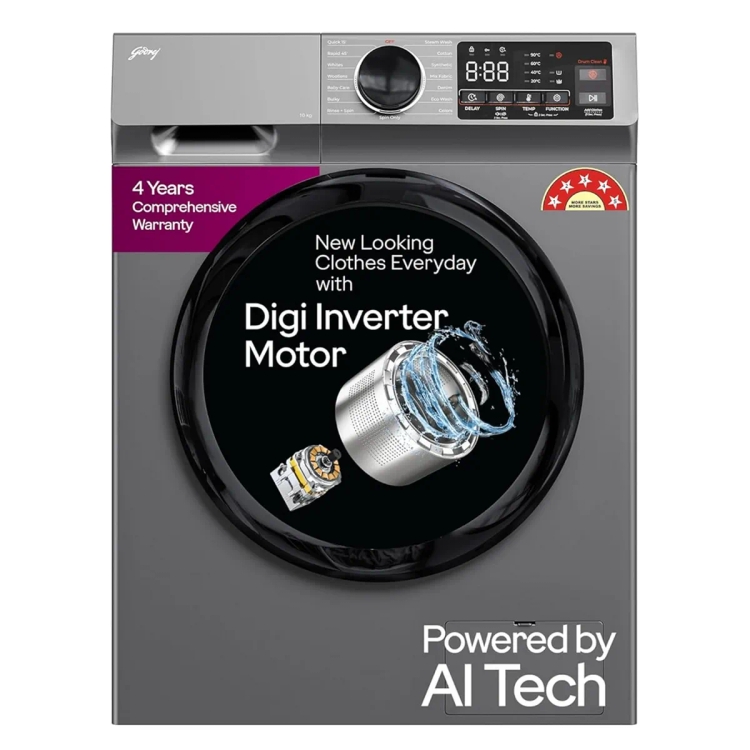 Godrej 10 kg Fully Automatic Front Load Washing Machine WFEON CEL 1014 Silver