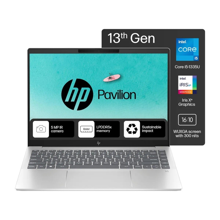 HP Pavilion Plus Intel Core i5-1335U (16 GB/512 GB SSD/Windows 11 Home) 14-ew0116TU Thin and Light Laptop (35.56 cms (14 inches), Natural Silver, 1.44 Kg)