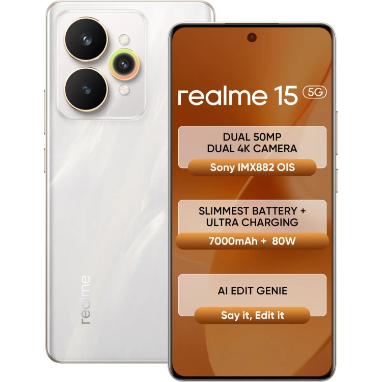 Realme 15 5G 12 GB 256 GB Flowing Silver