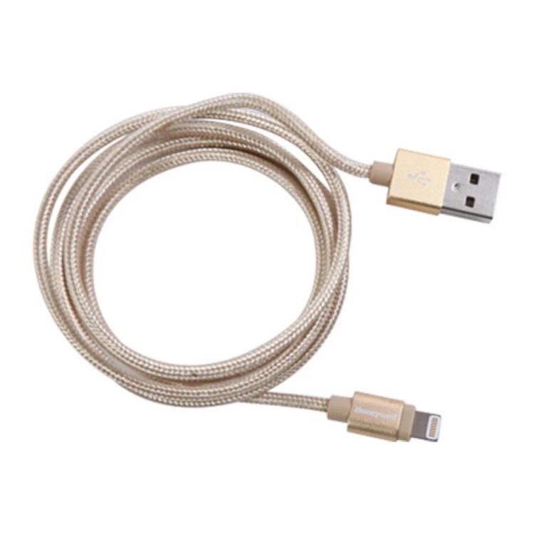 Honeywell USB 2.0 To Lightning Cable, Nylon-Braided, 1.2 M (Gold)