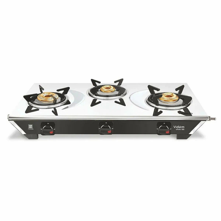 Vidiem Viva Pro Stainless Steel Manual Gas Stove  (3 Burners)