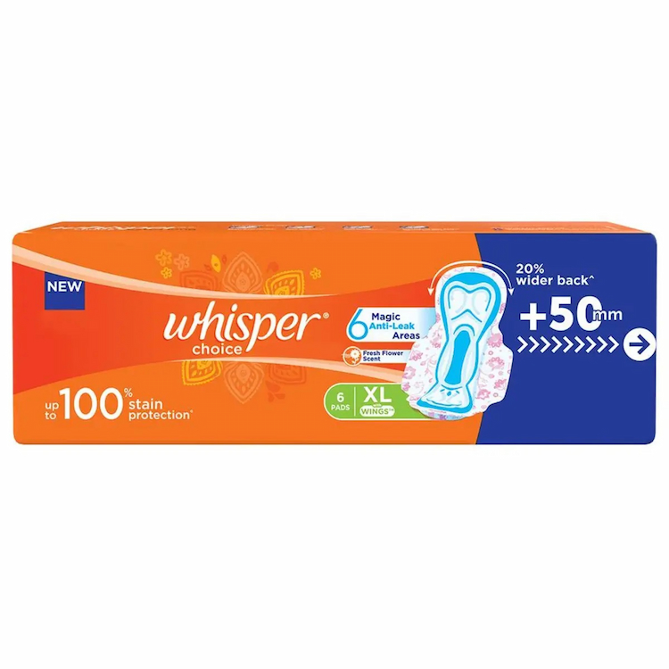 Whisper Sanitary Pad Choice Regular 6s