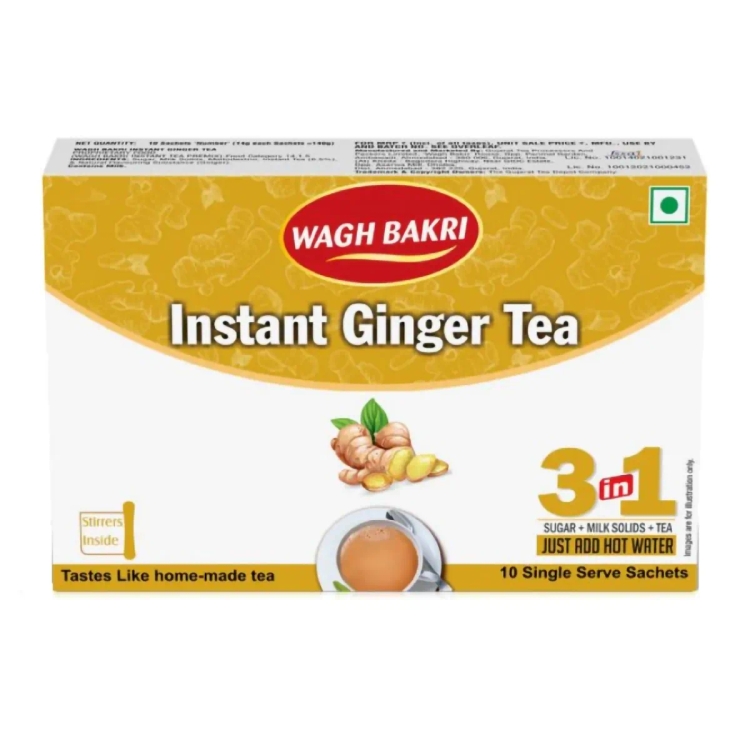 Wagh Bakri Ginger Instant Tea Premix 10 Sachets 140 Grams