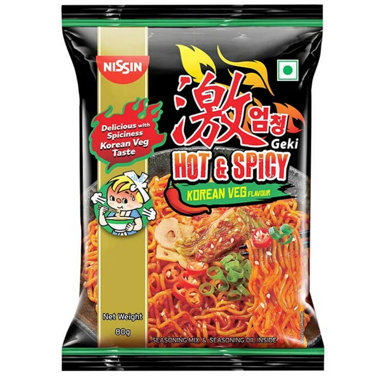 Nissin Geki Hot & Spicy Korean Veg Noodles 80G