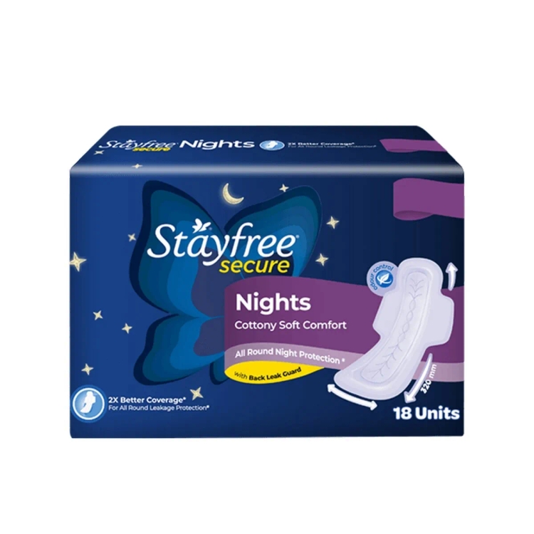 Stayfree Secure Sanitary Pad Nights 18s