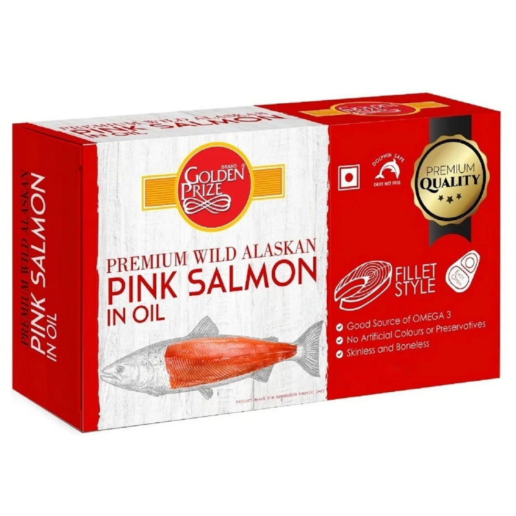 Golden Prize Wild Alaskan Pink Salmon Fillet in Oil, 115g