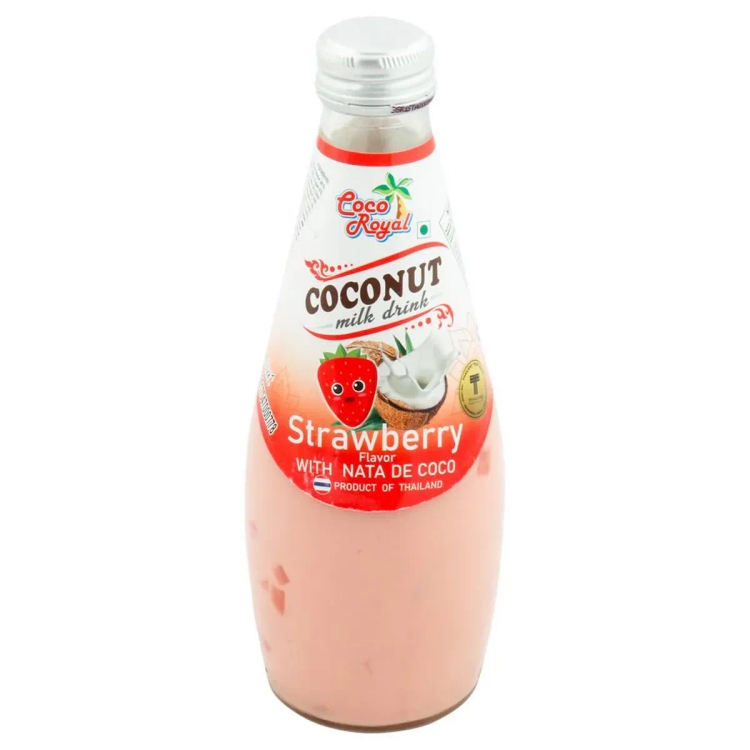Coco Royal Strawberry Flavor Coconut Milk Drink with Nata De Coco 290 ml